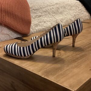 Kelly & Katie Navy and White Striped Heels